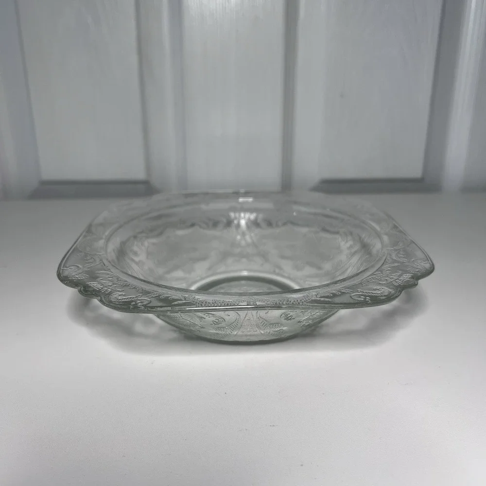 2-Vtg Indiana Glass Recollection Madrid Depression Clear Square‎ Bowls Madrid 7